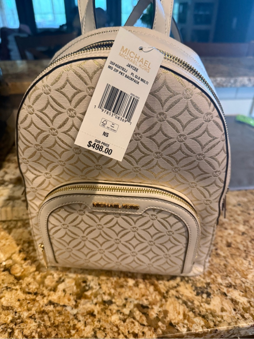 Michael Kors Cream Backpack with Gold Hardware